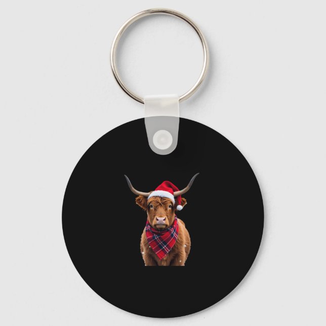 Porte-clés Boho Xmas Christmas Highland Cow T-Shirt (Recto)