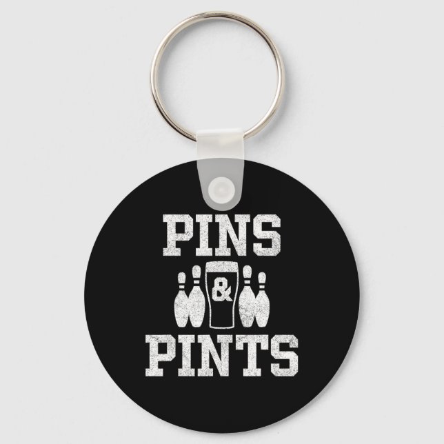 Porte-clés Boire De La Bière De Bowling Drôle Pins Et Pintes  (Recto)