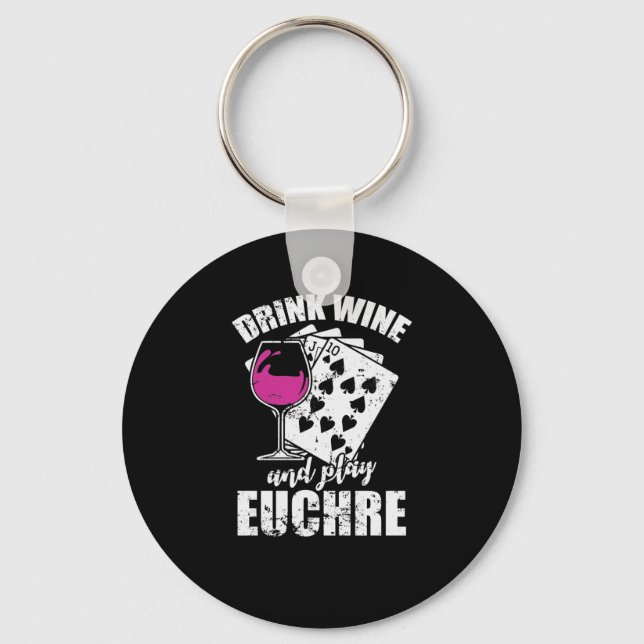 Porte-clés Boire du vin et jouer Euchre Kartenspiel (Recto)