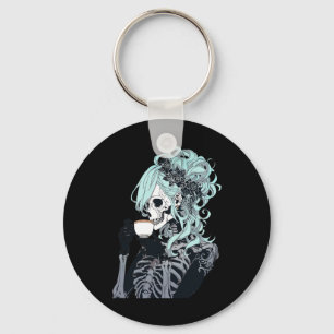 Porte-clés Boire Skeleton Messy Bun Halloween Costume Girl