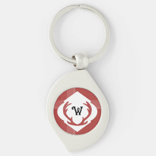 Porte-clés Bois de cerf Rustique Minimal Monogram Bourgogne