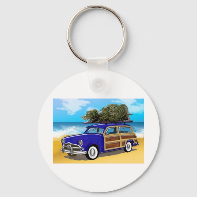 Porte-clés Bois de surf avec arbre de Noël (Recto)