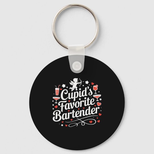Porte-clés Boisson drôle de la Saint-Valentin du barman préfé (Recto)