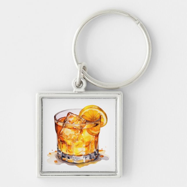 Porte-clés Boisson Whiskey Aquarelle (Devant)