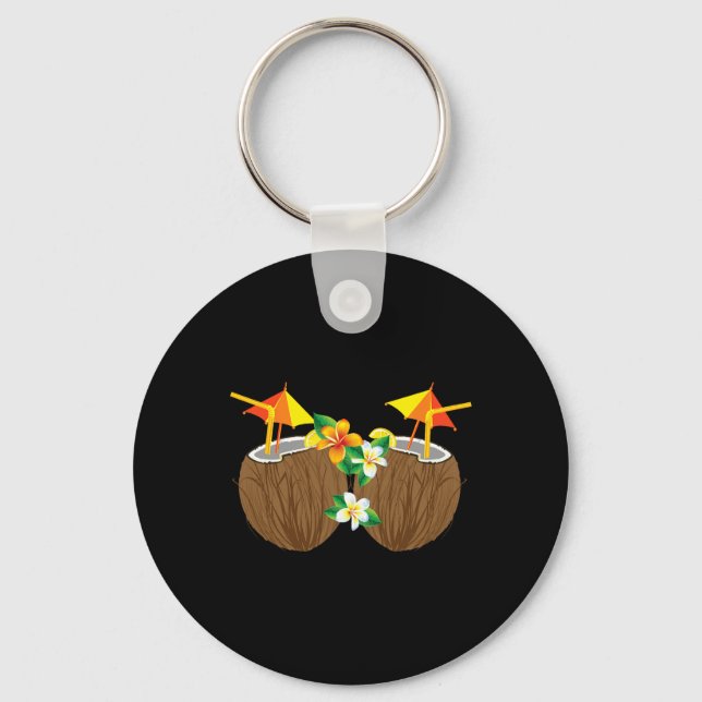 Porte-clés Boissons de noix de coco cool Breast Funny Palm Tr (Recto)