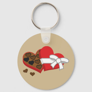 Porte-clés Boîte à cadeaux au chocolat au coeur - Saint-Valen