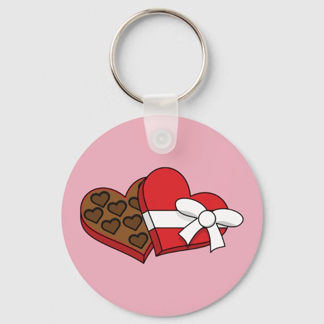 Porte-clés Boîte à chocolat de coeur de la Saint-Valentin (Recto)