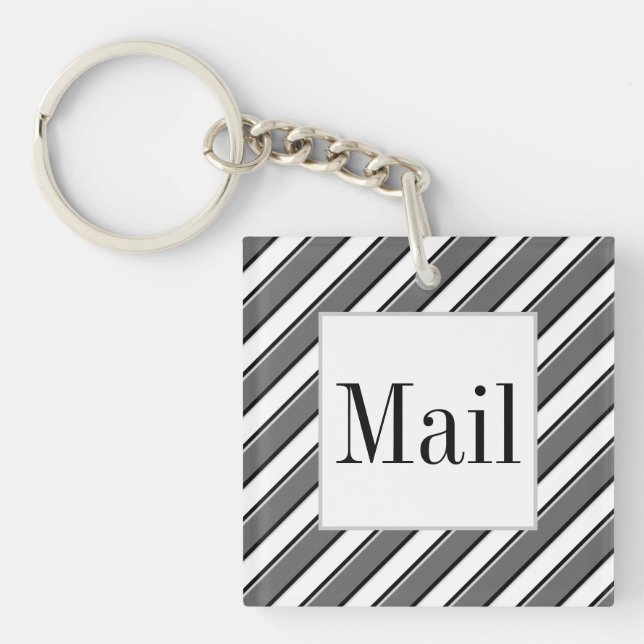 Porte-clés Boîte aux Lettres Noir Blanc et Gris (Devant)