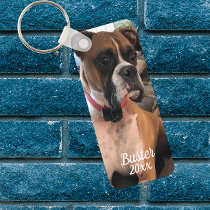 Porte-clés Boîte Boxer Photo   Typographie Blanche Personnali
