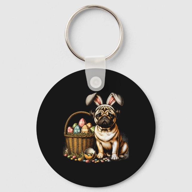 Porte-clés Boîte de boxer de lapin mignon Œufs de Pâques flor (Recto)