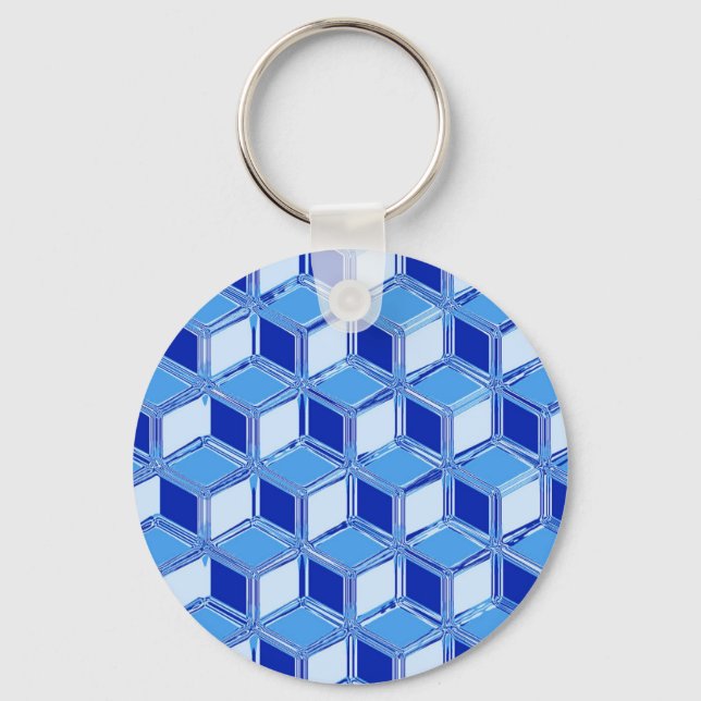 Porte-clés Boîtes 3D Chrome - bleu cobalt (Recto)
