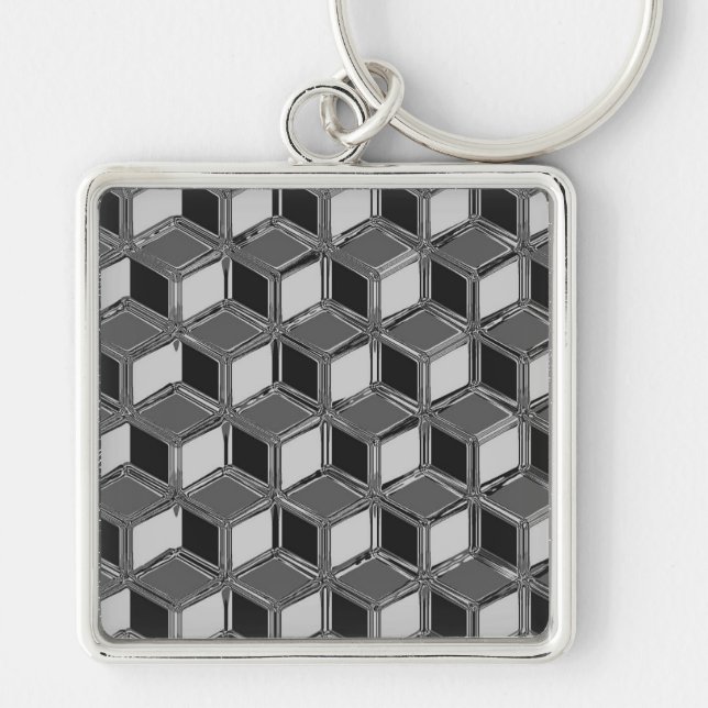 Porte-clés Boîtes 3D Chrome - gris hématite (Devant)