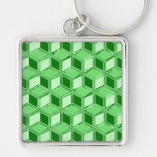 Porte-clés Boîtes 3D chromées - vert émeraude