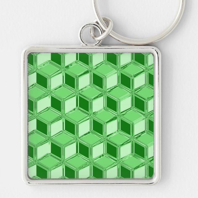 Porte-clés Boîtes 3D chromées - vert émeraude (Devant)