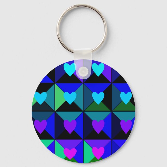 Porte-clés Boîtes de cœurs bleus (Recto)
