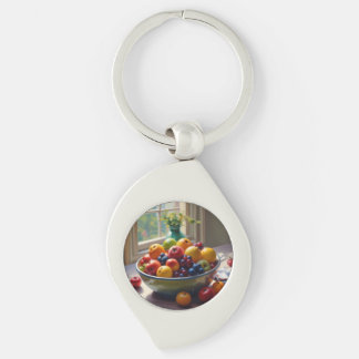 Porte-clés Bol de fruit sur table peinture à l'huile classiqu