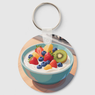 Porte-clés Bol de yaourt aux fruits frais