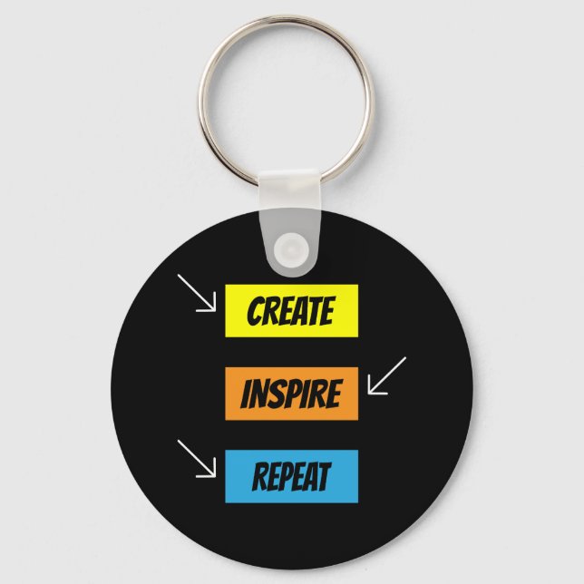 Porte-clés Bold and motivational “Create, Inspire and Repeat” (Recto)