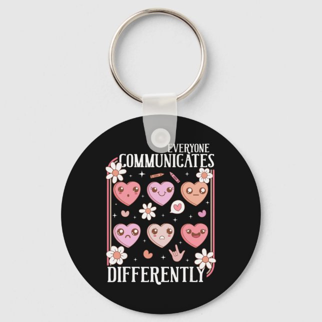 Porte-clés Bonbons Cœurs Tout le monde communique différemmen (Recto)