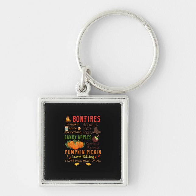 Porte-clés Bonfires Citrouille épice Tout Chute Cadeau (Devant)