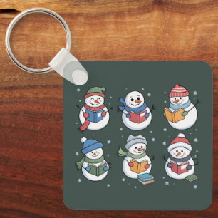 Porte-clés Bonhomme de neige amateur de livres cadeau de lect
