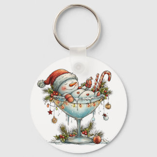 Porte-clés Bonhomme de neige buvant Bonne année