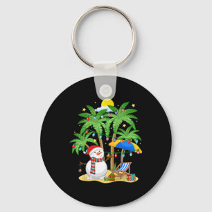 Porte-clés Bonhomme de neige de Noël en juillet sur un palmie
