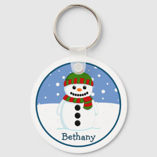 Porte-clés Bonhomme de neige de Noël personnalisé