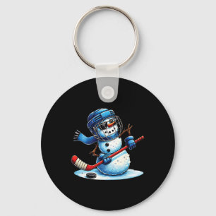 Porte-clés Bonhomme de neige drôle jouant aux amateurs de hoc