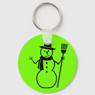 Porte-clés bonhomme de neige en vert fluorescent