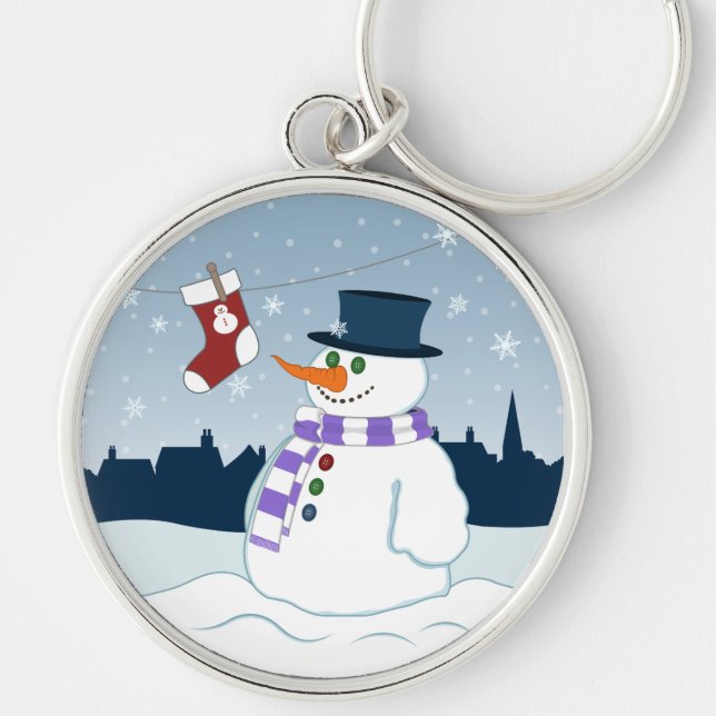 Porte-clés Bonhomme de neige et Noël de bas (Devant)