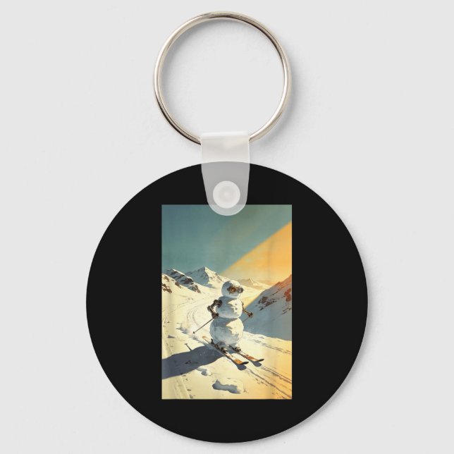 Porte-clés Bonhomme de neige faisant du ski  (Recto)