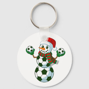 Porte-clés Bonhomme de neige Football Noël Amateurs de Sport