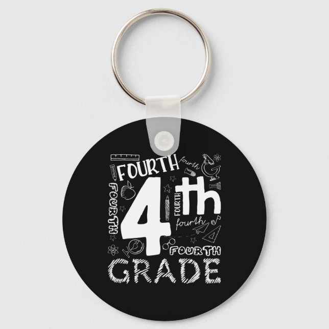 Porte-clés Bonjour 4e année Enseignants garçons et équipe 4e  (Recto)