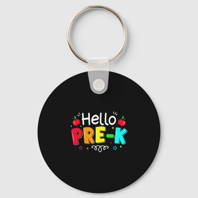 Porte-clés Bonjour garçon fille d'école maternelle enseignant (Recto)