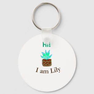 Porte-clés Bonjour Je suis Lily cactus succulent ajouter nom 