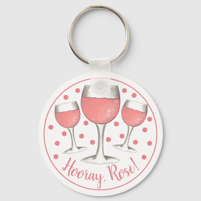 Porte-clés Bonjour, Rosé ! Verre rose vif rose vigne (Recto)