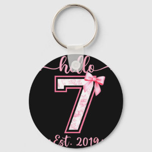 Porte-clés Bonjour sept est 2019 7e anniversaire fille coquet
