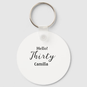 Porte-clés Bonjour trente anniversaire nom simple minimal élé