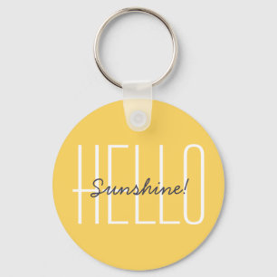 Porte-clés Bonjour Typographie Moderne Citation Soleil Jaune