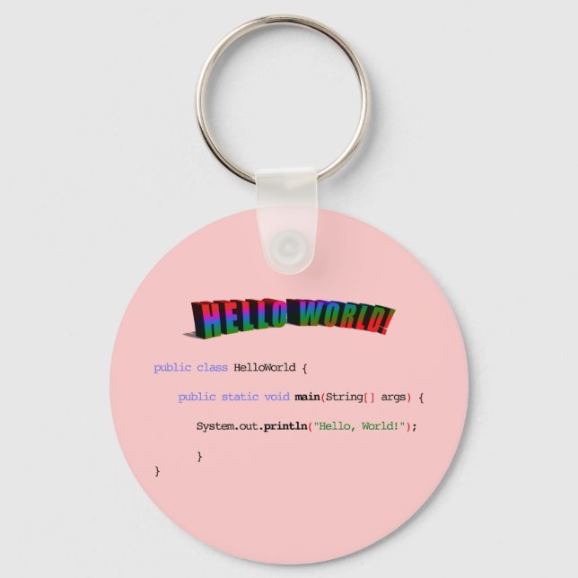 Porte-clés Bonjour World geek saluant Java (Recto)