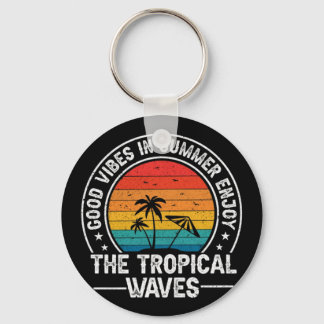 Porte-clés Bonne ambiance estivale vagues tropicales