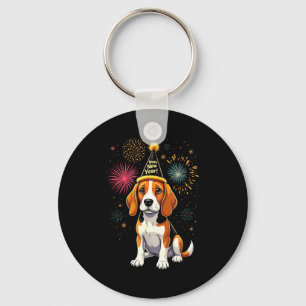 Porte-clés Bonne année 2025 Eve Feu d'artifice Chien Drôle Be