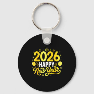 Porte-clés Bonne année 2026 Ballons de fête Feux d'artifice F