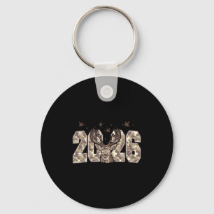 Porte-clés Bonne année 2026 Cerf Buck Chasse Camo Camouflage