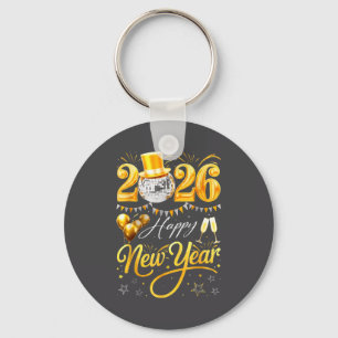 Porte-clés Bonne année 2026 Chapeau doré Balle de disco Ballo