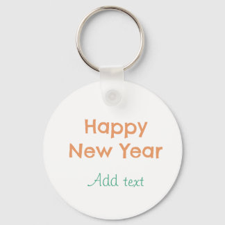 Porte-clés Bonne année orange vert nom date moderne rétro