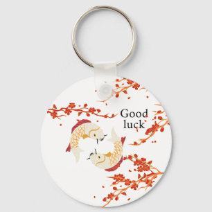Porte-clés Bonne chance Poisson Koi avec Sakura Japonais él
