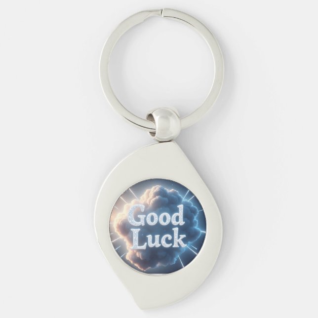 Porte-clés Bonne chance — Typographie nuageuse brillante avec (Devant)
