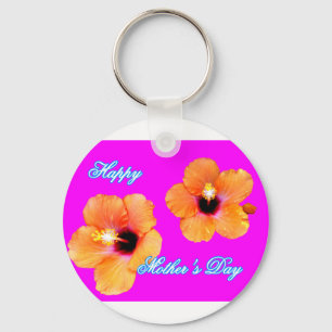 Porte-clés Bonne fête des mères Hibiscus Orange Magenta jGibn